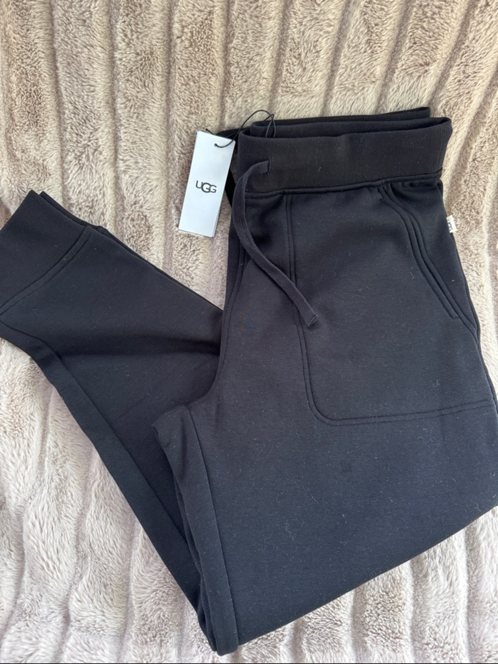 UGG Black Fleece Joggers with Drawstring Waist